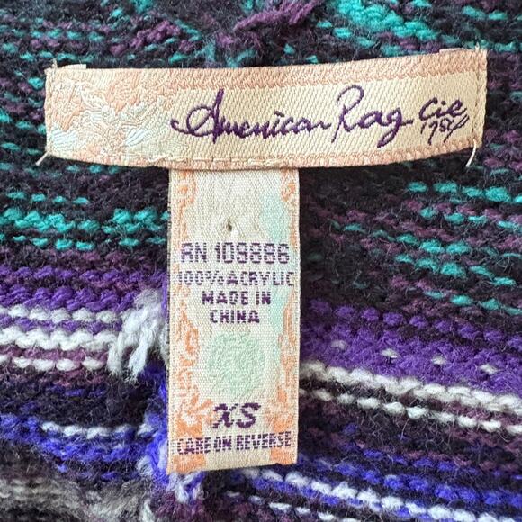 American Rag Cie Knit Sweater Dress XS Indie Boho Granola Earthy Stripe Tunic - Picture 7 of 8